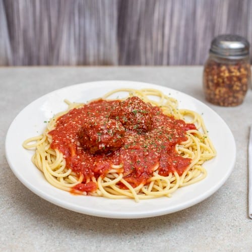Bucket of Spaghetti with Meatball.